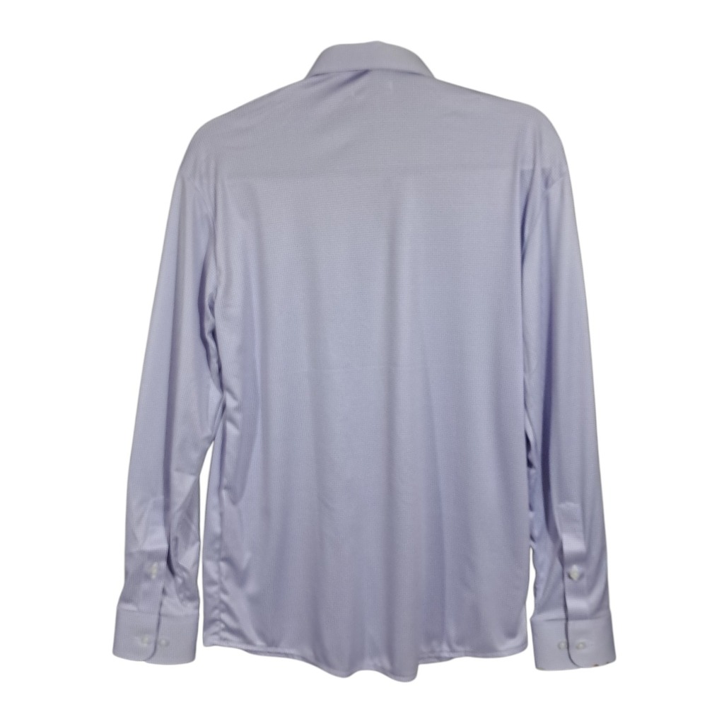 Collars & Co Quattro Flex Dress Shirt Long Sleeve Men Small Lavender Houndstooth - Picture 3 of 16